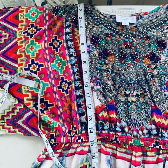 Camilla Drop Shoulder Playsuit Crystal Embellished Romper 100%silk size 3 (L) - Picture 8 of 15